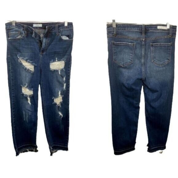 Cello Jeans Women Cropped Skinny Jeans with Heavy Distressed 3 - Picture 1 of 7